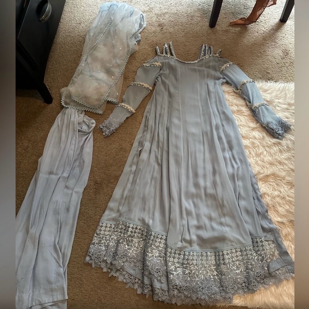 Elegant Lavender/Blue Indian Or Pakistani Outfit